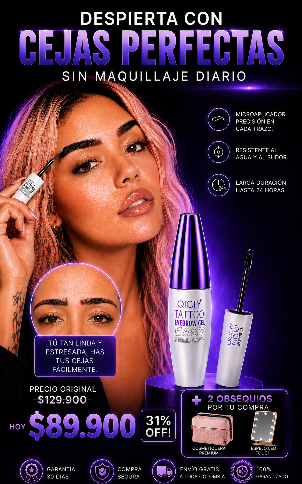 QICIY TATTOO® Cejas perfectas instantaneas sin estrés ni técnica